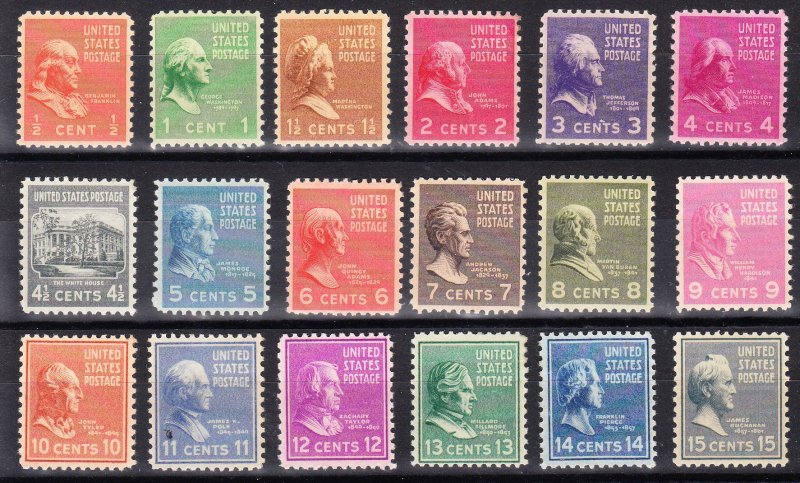 MOstamps - US Scott #803-820 Mint OG NH (18 stamps) - Lot # HS-D936