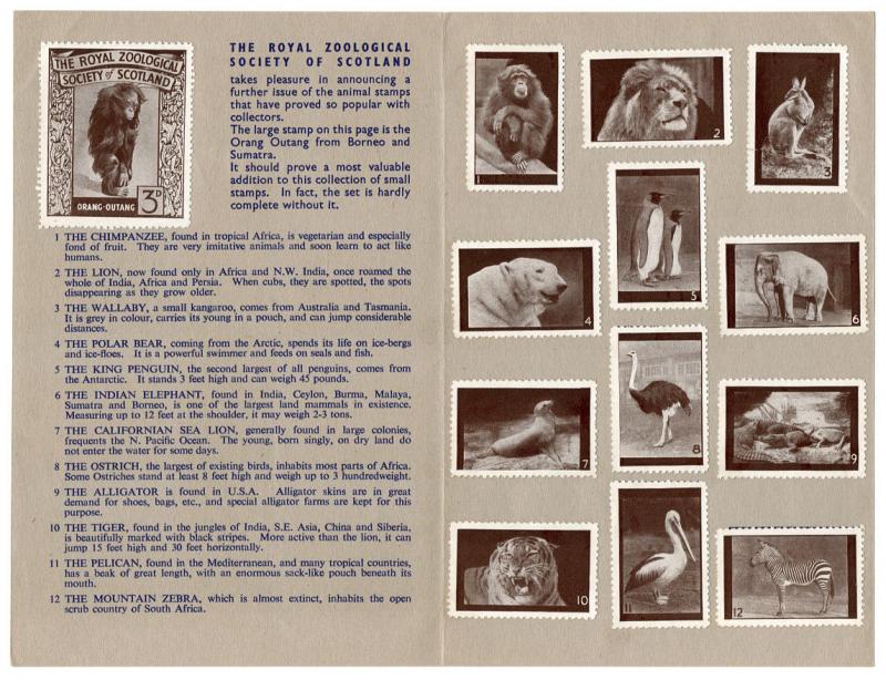 (I.B) Cinderella Collection : Zoological Society of Scotland (complete issue)