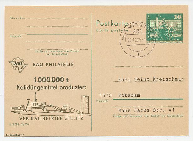 Postal stationery Germany / DDR 1975 Kali - Fertilizer