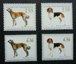 *FREE SHIP Kazakhstan Estonia Joint Issue Hunting Dogs 2005 Pet (stamp pair) MNH