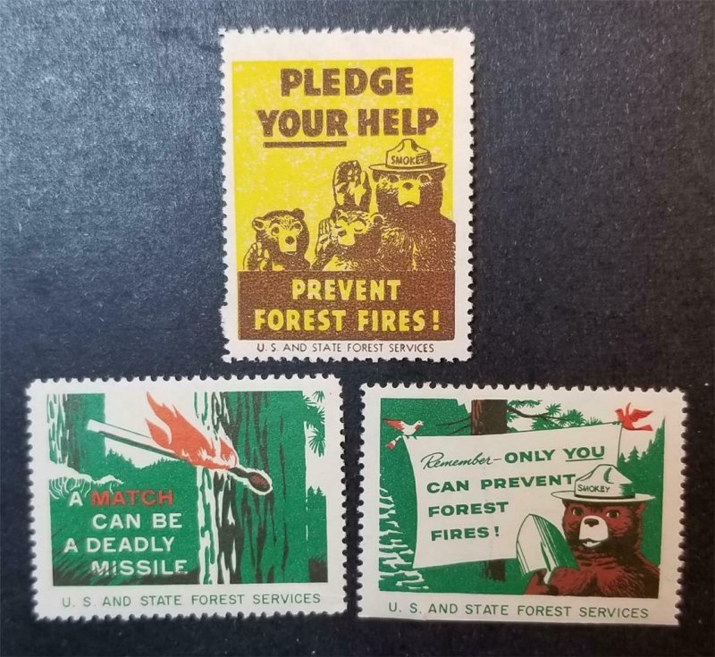 SMOKEY THE BEER Poster Stamp Lot MNH OG Only You Can Prevent Forest Fires G5857 