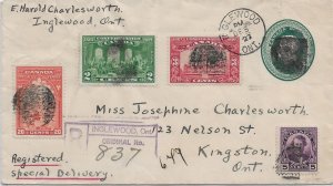 1927 Inglewood to Kingston, Canada Registered Special Delivery 2c ... (56807)