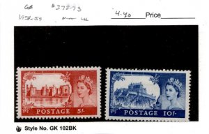 Great Britain, Postage Stamp, #372-373 Mint LH, 1959 Queen Elizabeth (AB)