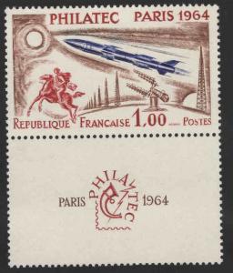 FRANCE Scott 1100 Philatec Paris 1964 show MNH** with label at bottom