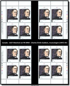 Canada - 1637 Matched set PB MNH - Charles-Émile Gadbois, musicologist (1997)