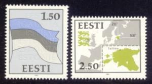 Estonia Sc# 209-10 MNH Flag & Map