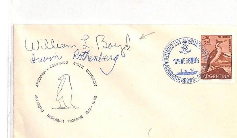 AH202 1967 1968 Argentina Antartica Signed Colorado State University Cover PTS