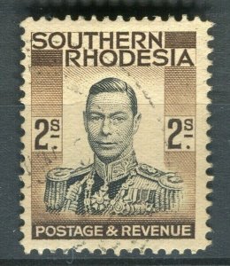 SOUTHERN RHODESIA; 1938 early GVI issue fine used Shade of 2s. value