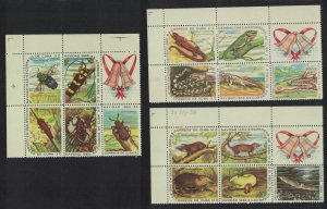 Caribic Animals Insects Reptiles Snakes Christmas 3 Blocks 1962 MNH