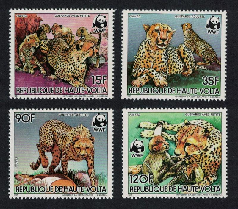 Upper Volta WWF Cheetah 4v 1984 MNH SG#723-726 MI#957-960 SC#654-657