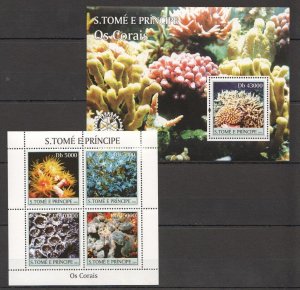 O0141 2004 S.Tome & Principe Corals Reefs Marine Life Fauna Kb+Bl Mnh
