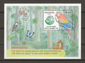 MALDIVES 1992 EARTH SUMMIT '92 MINI SHEET MNH