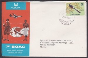 SINGAPORE 1965 BOAC first flight cover to Fiji.............................a2348 