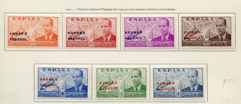 SPANISH SAHARA  AIRMAILS SET  #C1/C7 UNLISTED IN SCOTT  MINT HINGED==RARE  