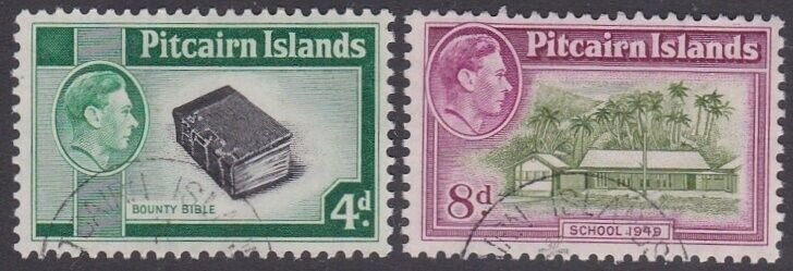 PITCAIRN 1951 GVI 4d & 8d additional values fine used......................B7062