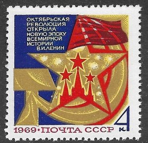 RUSSIA USSR 1969 October Revolution Issue Sc 3654 MNH