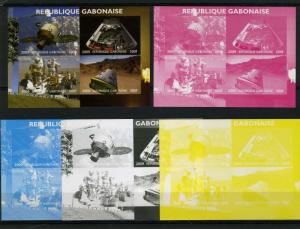 Gabon 2009 SPACE Astronauts (4) Progressive Color Proofs + original