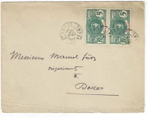 Senegal 1915 St. Louis cancel on internal cover to Dakar