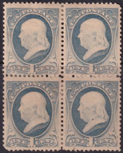 #156 Mint OG, F-VF, Block of 4, some perf reinforcement (CV $1,000) (CV $200 ...