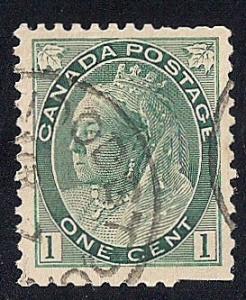 Canada #75 1 cent Queen Victoria,Gray Green Stamp used XF