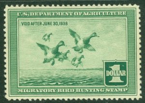 EDW1949SELL : USA 1937 Scott #RW4 Mint Never Hinged. Nice stamp. Retail $275.00.