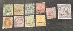 INDIA overprint SERVICE include 1 Anna 3 pies and c1946 JAIPUR STATE #656