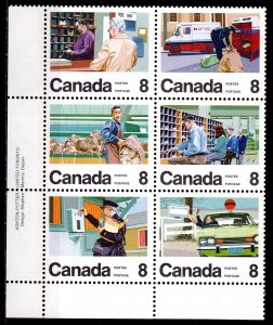 Canada 1974 Sc#639a CENTENARY OF LETTER CARRIER/FORD CAPRI/TRUCK Block (6) MNH