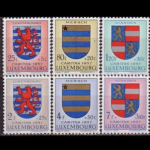 LUXEMBOURG 1957 - Scott# B198-203 Town Arms Set of 6 NH