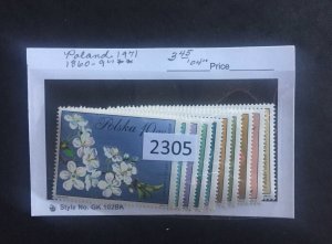 $1 World MNH Stamps (2305) Poland 1860-9 Flowers NH, see image