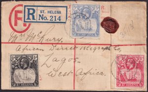 1932 St Helena Regisitered Cover to Lagos West Africa