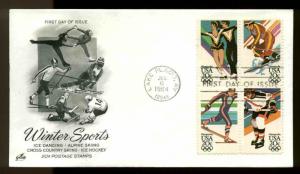 U.S. FDC #2070a BLOCK of 4 ARTCRAFT CACHET LAKE PLACID, NY WINTER OLYMPICS EVENT