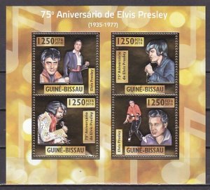 Guinea Bissau, 2010 issue. Elvis Presley, GOLD sheet of 4. ^