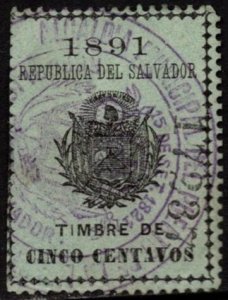 1891 El Salvador Revenue 5 Centavos General Stamp Duty