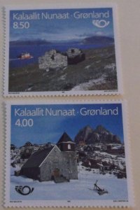 Greenland 259-60 MNH Cat $5.50 Tourism, Archeology Topical Full Set