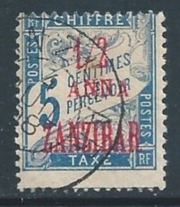 France-Offices in Zanzibar #J1 Used 5c France Postage Due Ovptd. Zanzibar &...