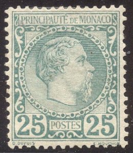 MONACO #6 Mint - 1885 25c Green