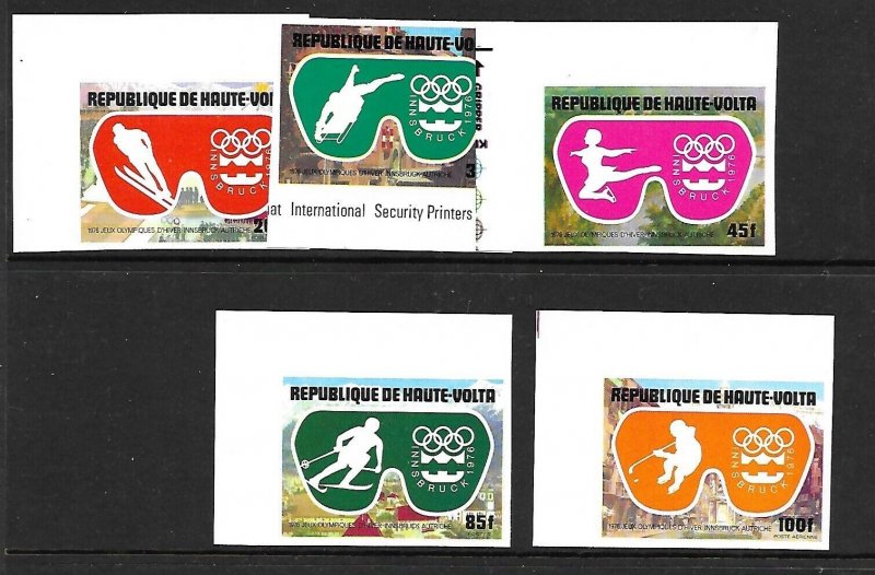 BURKINA FASO Sc 384-6,C225-6 NH IMPERF issue of 1975 - OLYMPICS 