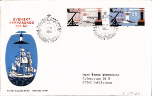 Sweden #835-836 FDC with left cachet/vignette Swedish Lighthouses