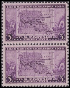 US 783 Oregon Territory 3c vert pair (2 stamps) MNH 1936