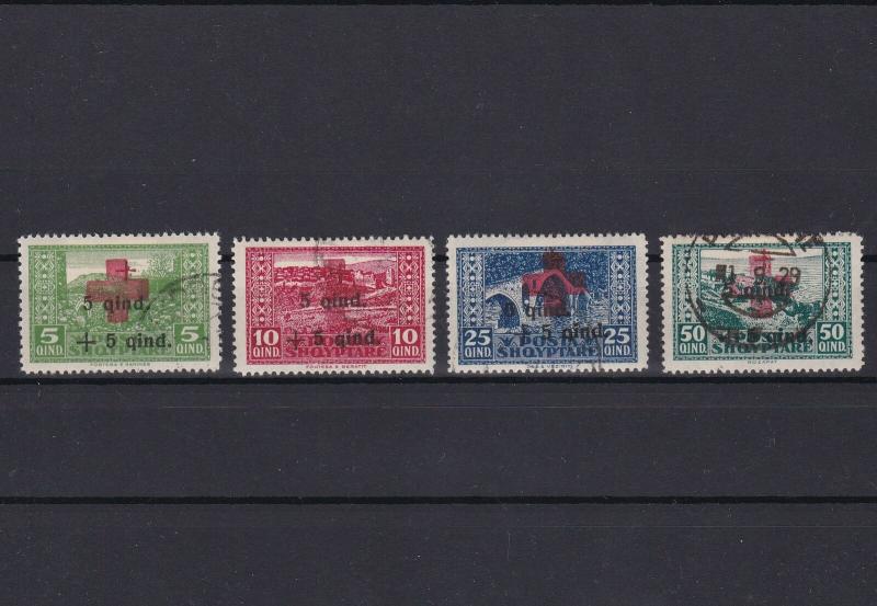 albania 1924 large red cross overprint used stamps ref r13334