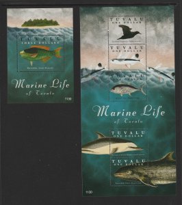 FISH-TUVALU #1192-3  MARINE LIFE OF TUVALU M/S MNH