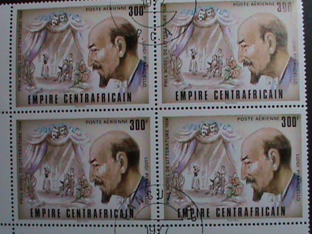 CENTRAL AFRICAN STAMP 1977 NOBEL PRIZE WINNER-LUIGI PIRANDELLO BLOCK OF 4 CTO