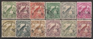 NEW GUINEA 1932 Undated Bird OS 1d to 2/-. all with cds from variety of POs. 