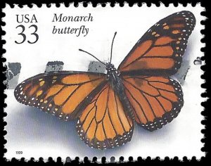 #3351i 33c Insects & Spiders Monarch Butterfly 1999 Used