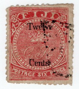 (I.B) Fiji Postal : 12c on 6d Carmine-Rose (SG15) Bogus Reprint