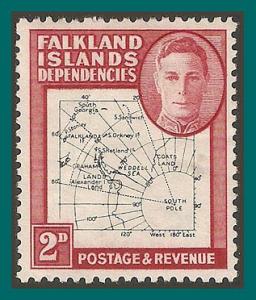 Falkland Dependencies 1948 Map, 2d mint  1L3,SGG11