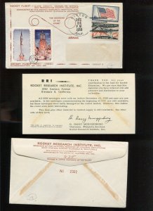 RRI ROCKET # 4 FLOWN COVER DEC 31 1958 NEVADA TO NIPTON CALIFORNIA (HR1110)