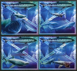 Burundi 2012 MNH Sharks from Greenland 4x 1v Deluxe S/S Shark Stamps