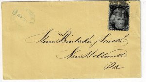 1867 Philadelphia, Penn circle of wedge cancel on cover, 2c Black Jack, Scott 73