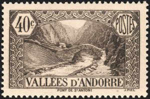 Andorra (French) #34  MOG - 40c bro-blk  Vallees d'Andorre (1939)